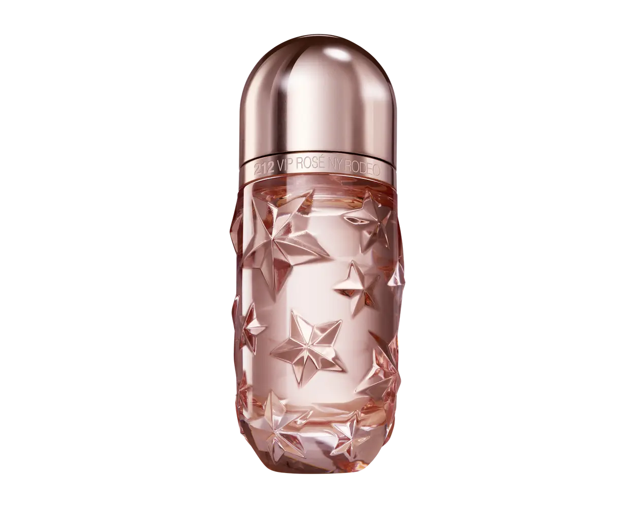 Perfume bottle with star design on a white background