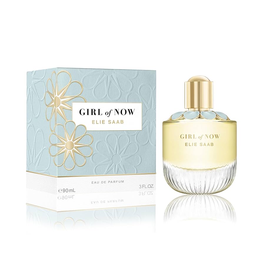 Elie Saab Girl of Now perfume bottle and packaging on a white background