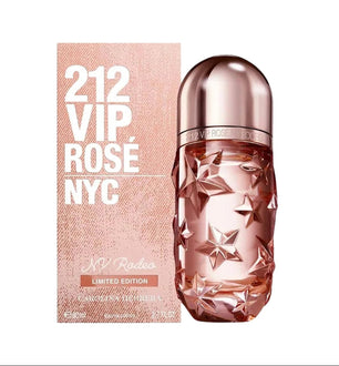 212 VIP Rose NYC perfume bottle and packaging on a white background