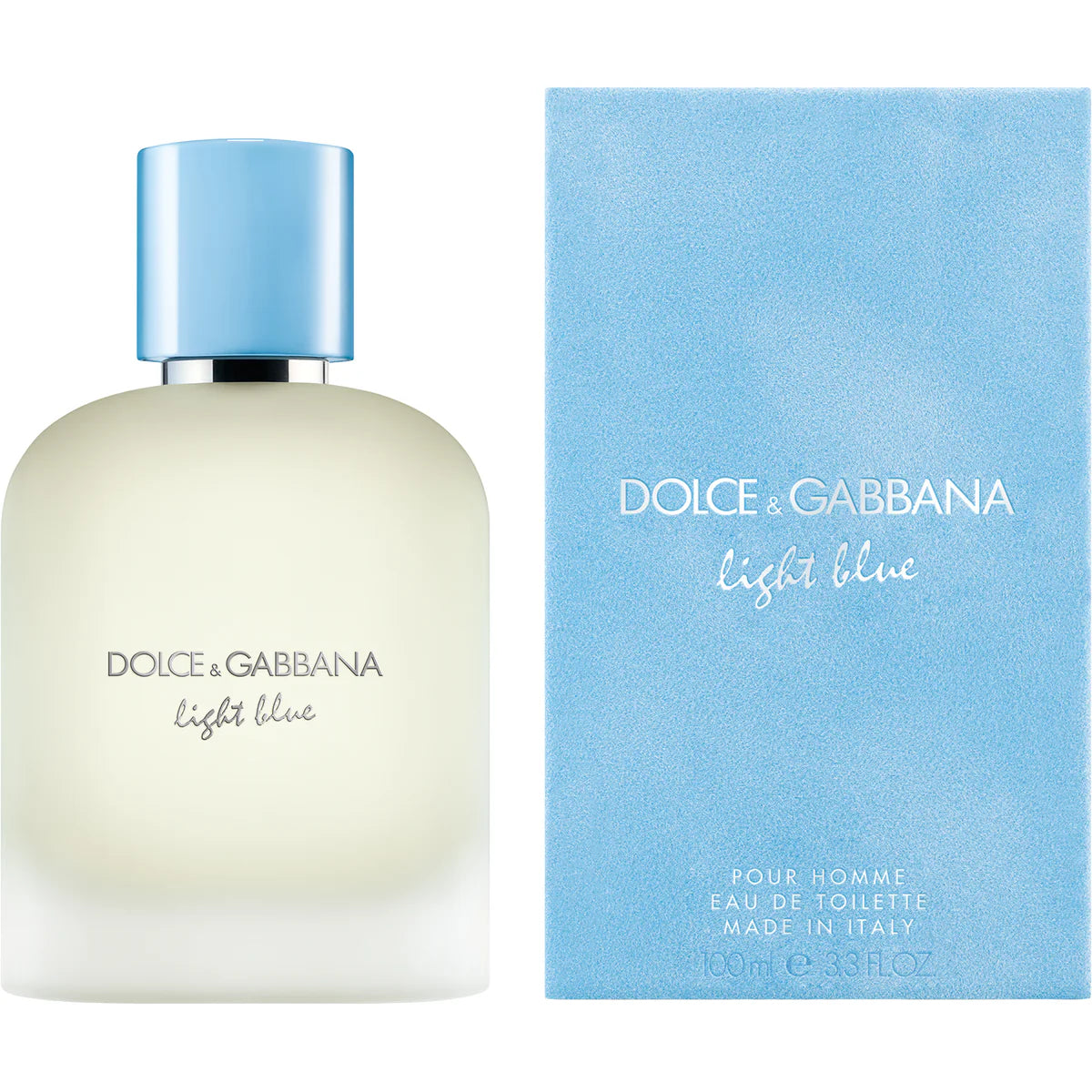 Dolce & Gabbana Light Blue perfume bottle and packaging on a white background