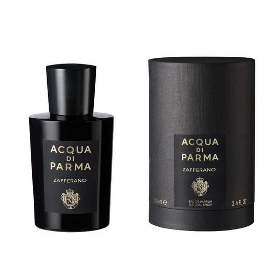 Acqua di Parma Zafferano perfume bottle and packaging on a white background