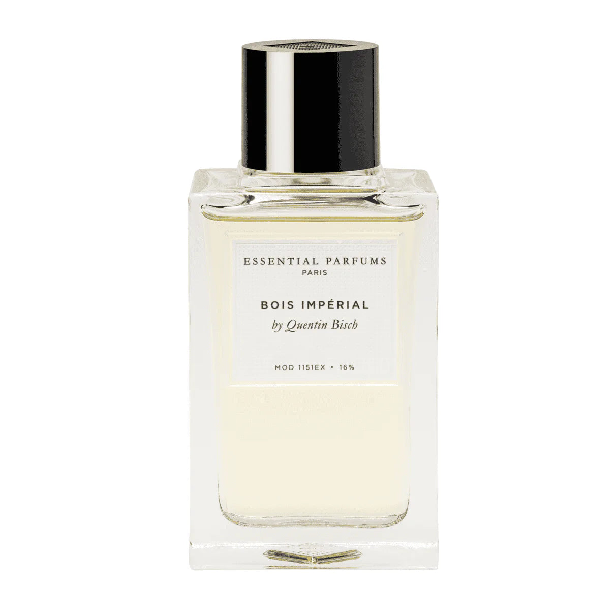 Perfume bottle labeled 'Bois Imperial' by Essential Parfums on a white background