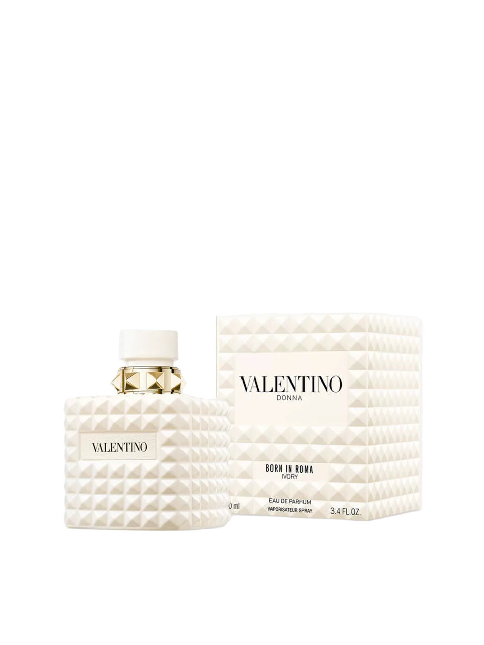 Valentino perfume bottle and packaging on a white background