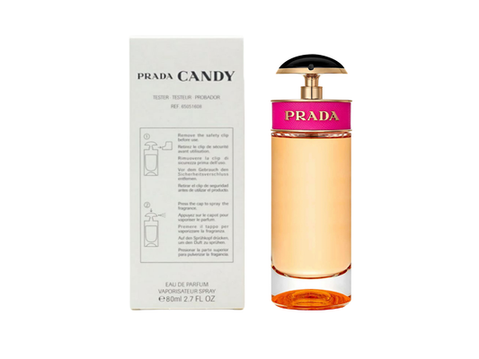 Prada Candy perfume bottle and packaging on a white background