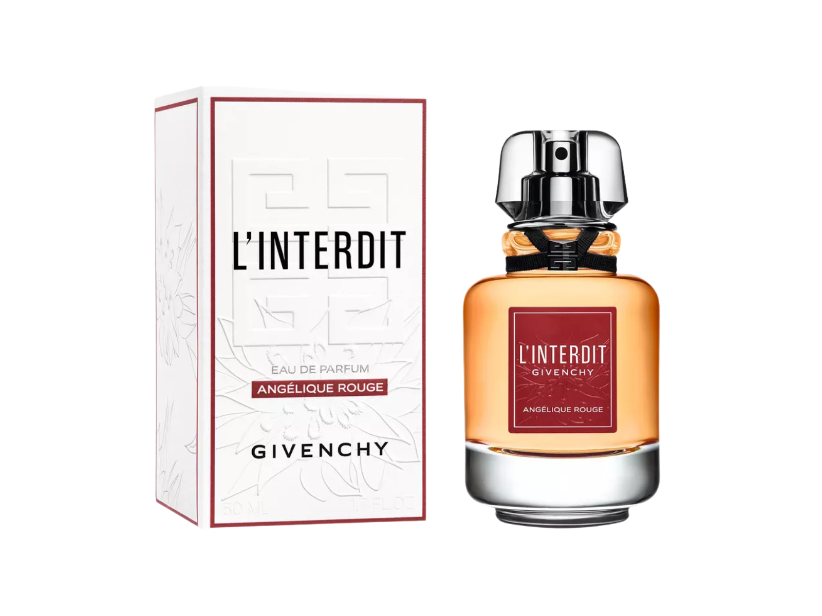 Givenchy L'Interdit perfume bottle and packaging on a white background