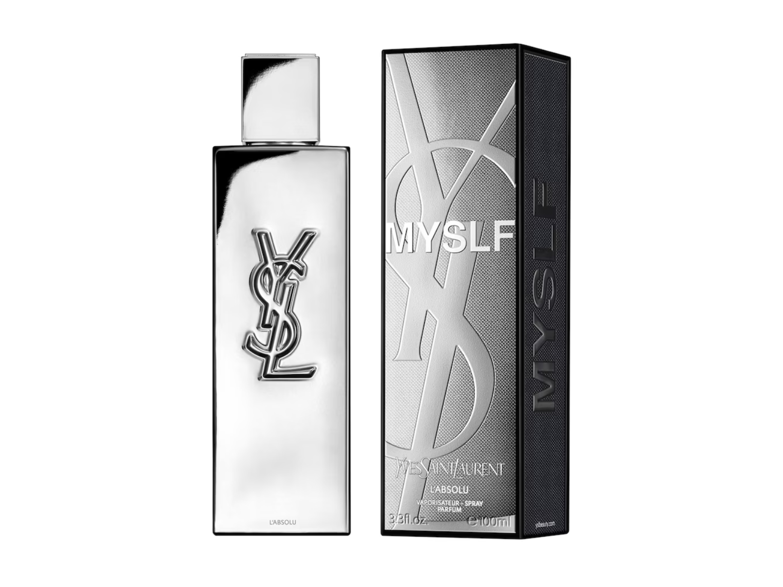 YSL perfume bottle and packaging on a white background
