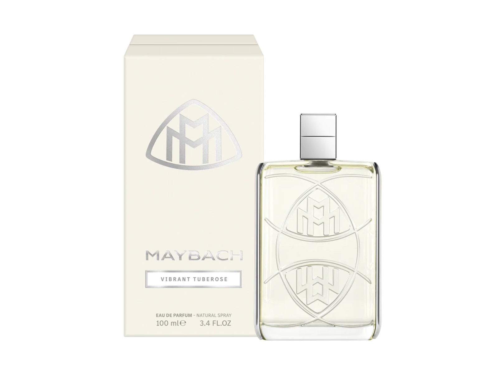 Maybach perfume bottle and packaging on a white background