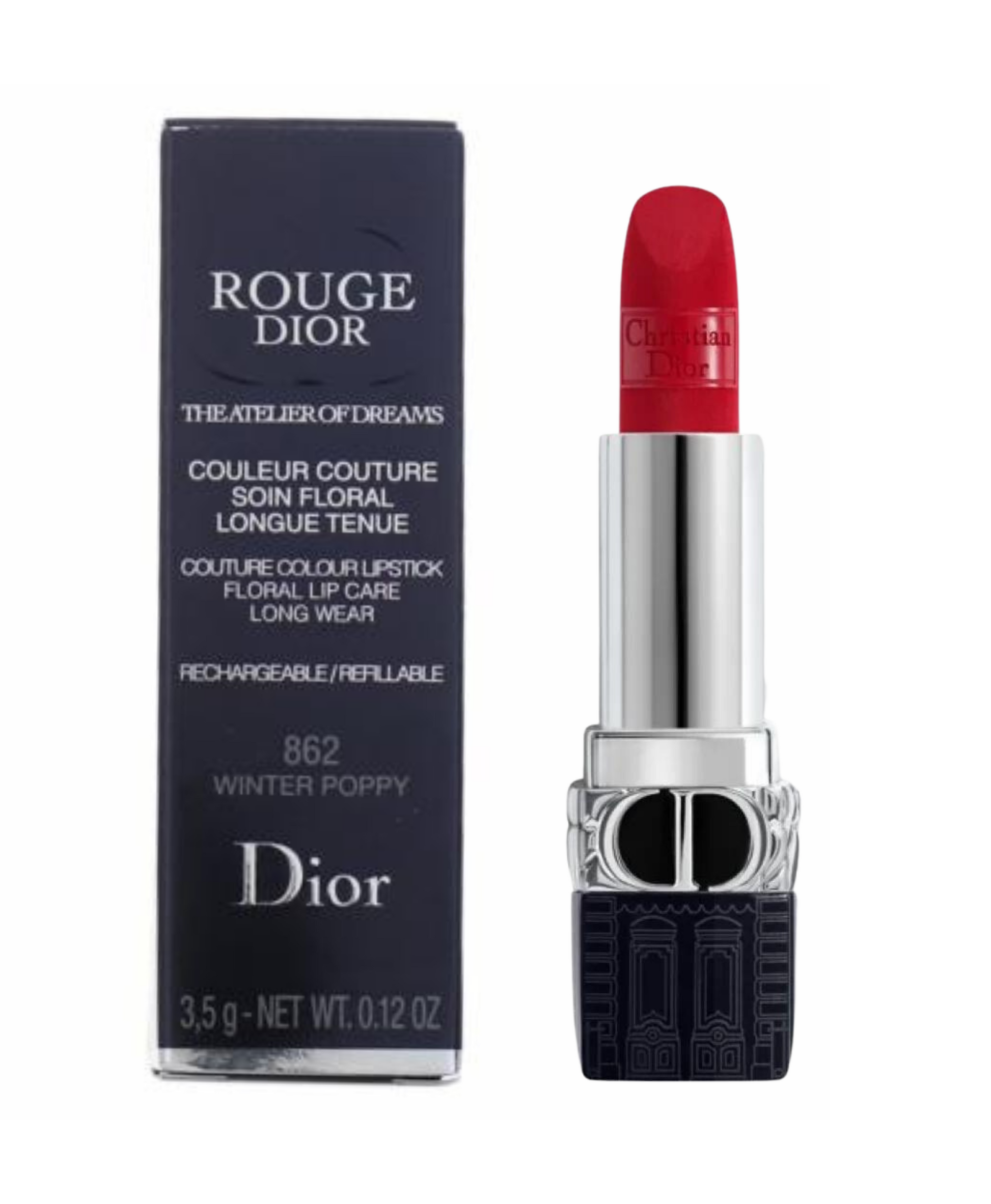 Dior Rouge Lipstick Winter Poppy #862 Limited Edition - 3.5G/0.12OZ (Refillable)