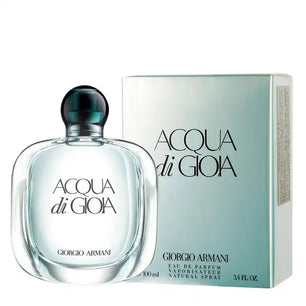 Acqua di Gioia perfume bottle and packaging on a white background