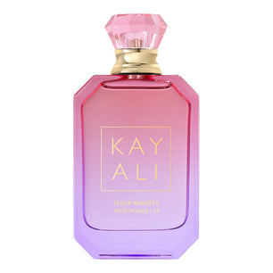 Pink and purple perfume bottle with 'KAY ALI' branding on a white background