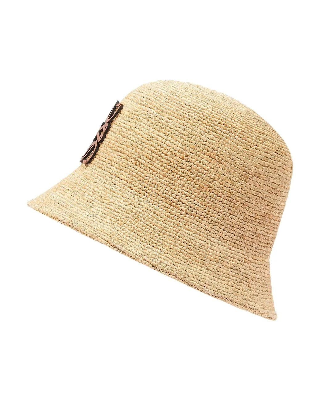 LOEWE Leather Trimmed Raffia Bucket Hat