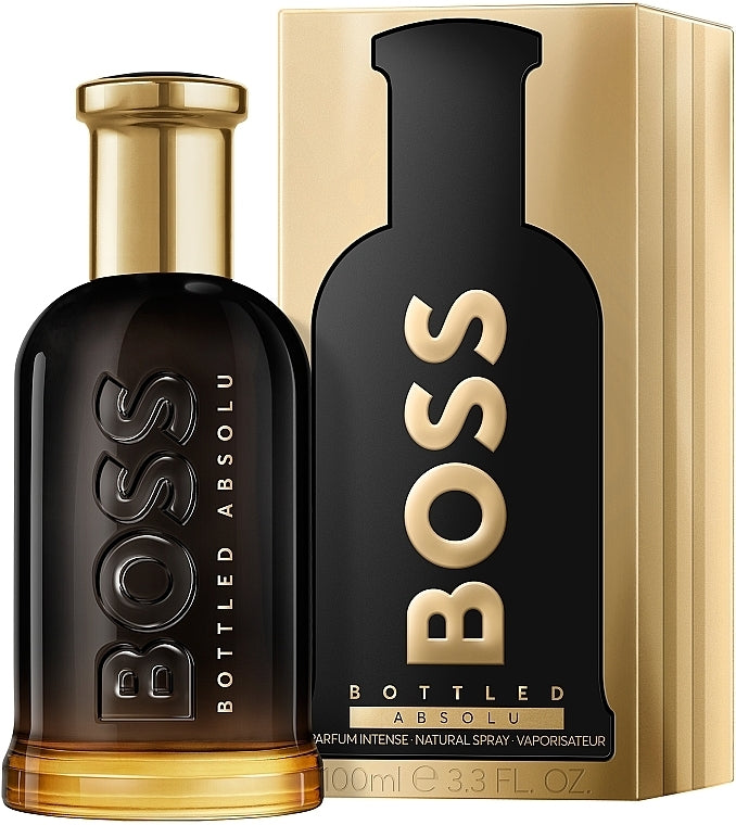 BOSS Bottled Absolu perfume bottle and packaging on a white background