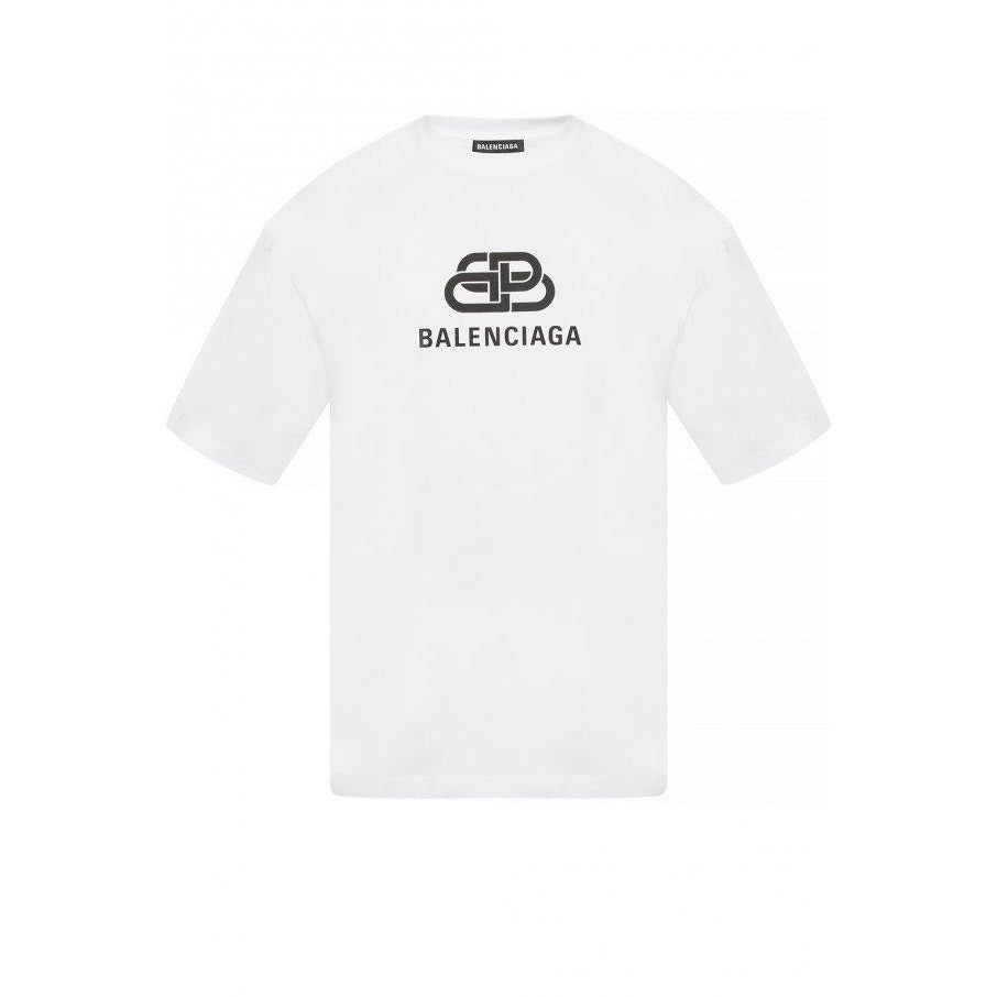 تيشيرت Balenciaga BB Logo باللون الأبيض