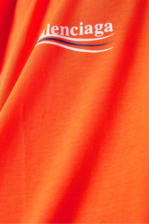 Balenciaga Political Campaign Large Fit T-Shirt in Vintage Jersey in Orange