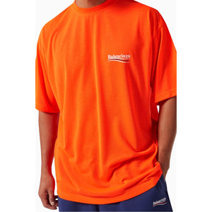Balenciaga Political Campaign Large Fit T-Shirt in Vintage Jersey in Orange