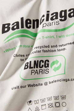 Balenciaga Dry Cleaning - Large Fit T-shirt من جيرسي عضوي عتيق باللون الأبيض