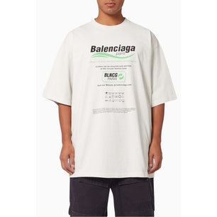 Balenciaga Dry Cleaning Large Fit T-shirt in Organic Vintage Jersey in White