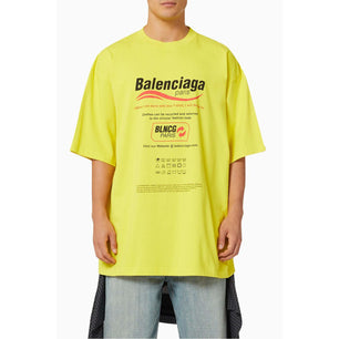 Balenciaga Dry Cleaning - Large Fit T-shirt من جيرسي عضوي عتيق باللون الأصفر