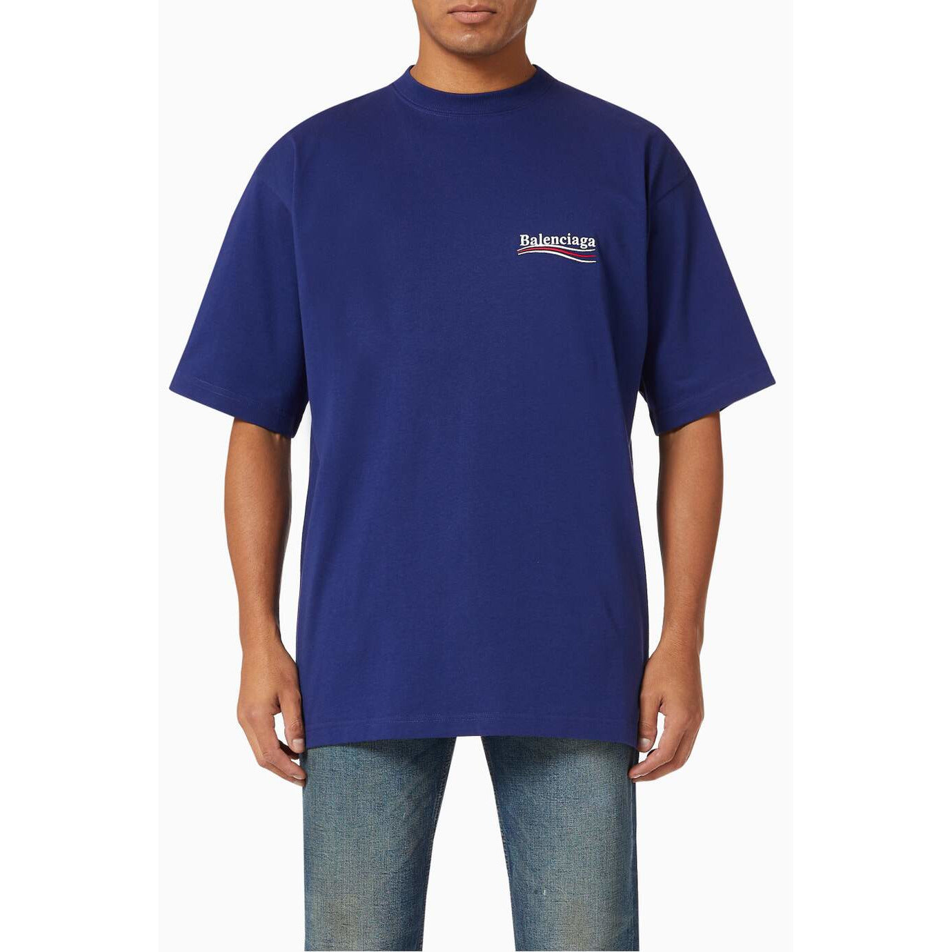 Balenciaga Political Campaign T-shirt in Vintage Jersey in Blue