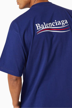 قميص Balenciaga للحملة السياسية باللون الأزرق جيرسي