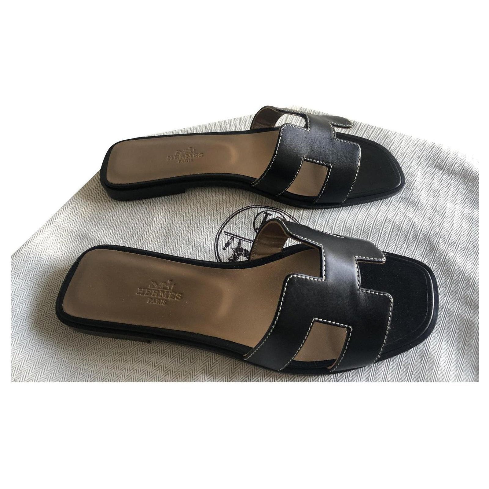 Hermes Oran Sandal Black