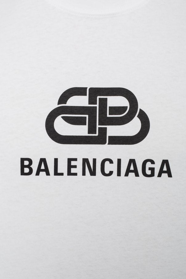 تيشيرت Balenciaga BB Logo باللون الأبيض