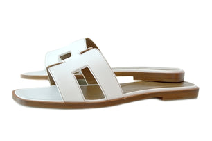 Hermes Women White Oran Sandal - ROOYAS