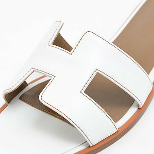 Hermes Women White Oran Sandal - ROOYAS