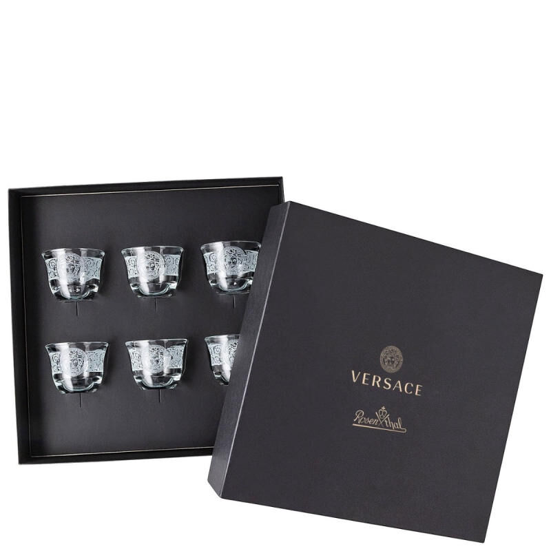 Versace Gala Prestige Medusa Clear Set of 6 mugs small w/o handle