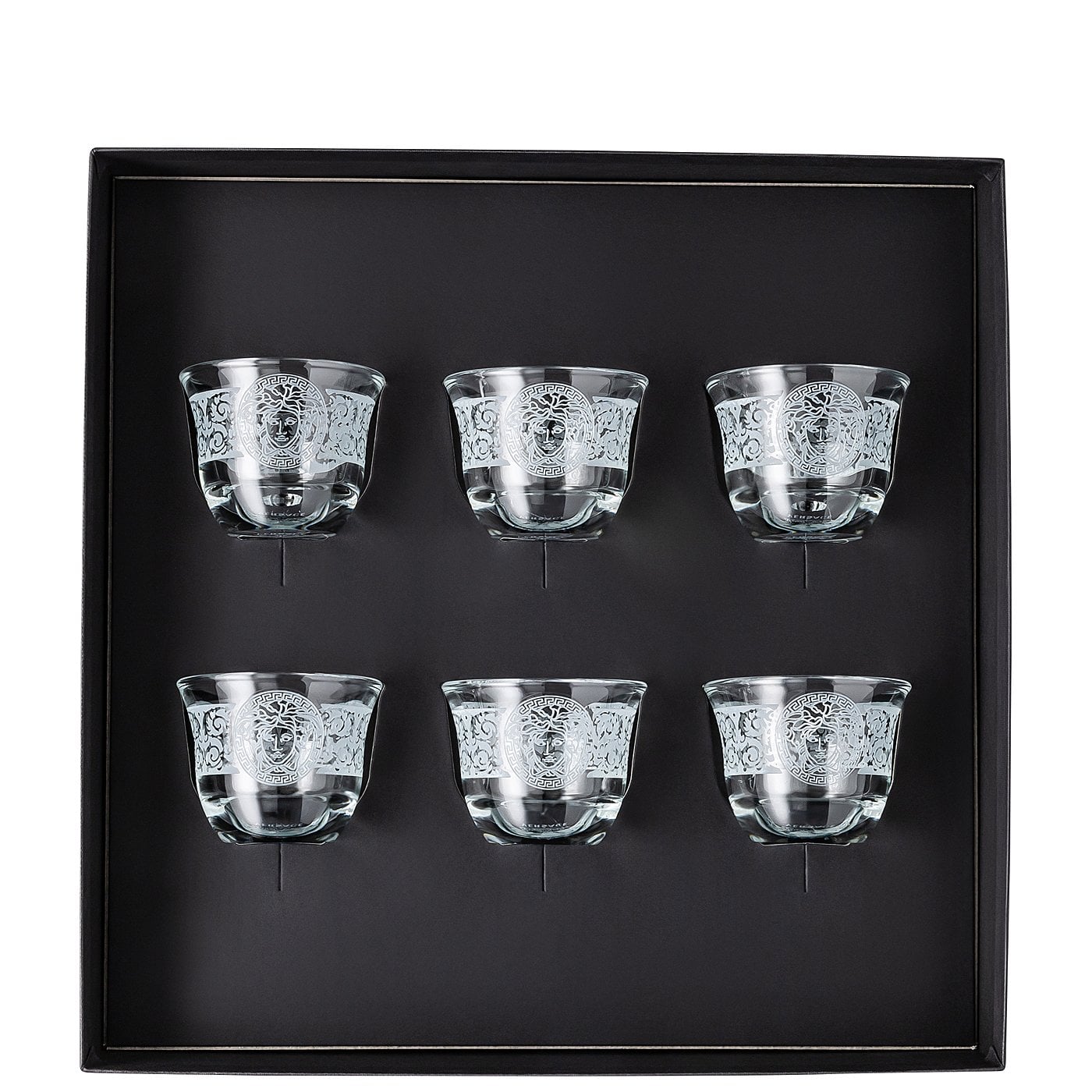 Versace Gala Prestige Medusa Clear Set of 6 mugs small w/o handle