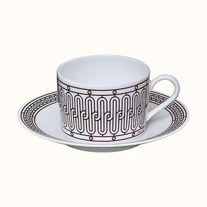 Hermes H Deco rouge set of 2 tea cup and saucer