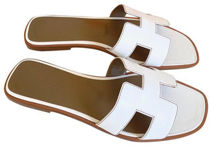 Hermes Women White Oran Sandal - ROOYAS