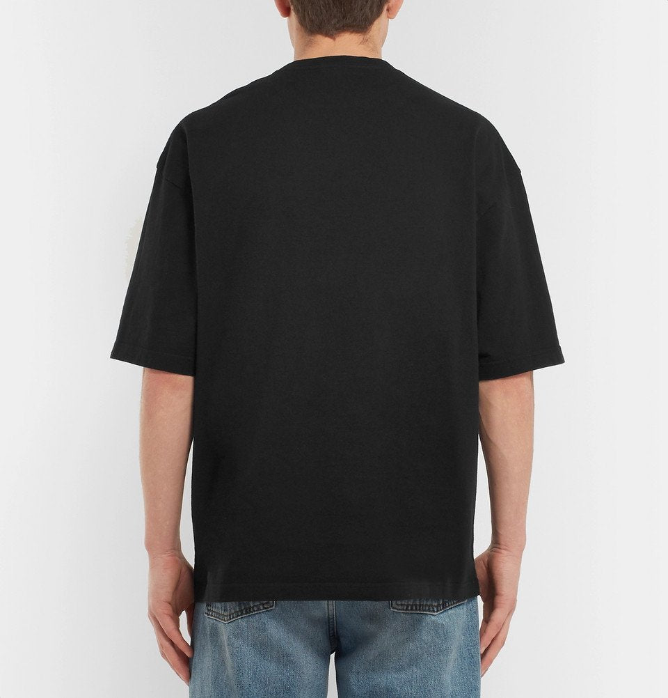 Balenciaga Logo Embroidered Cotton Jersey T-shirt in Black