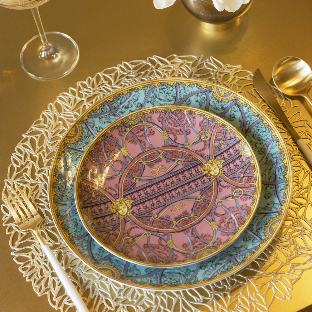 Versace Home La Scala Del Palazzo Plate in Pink - 21cm