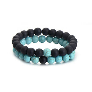 Natural Turquoise & lava double up bracelet - ROOYAS